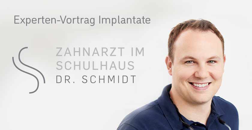 Experte für Implantate Dr. Sebastian Schmidt und Logo Zahnarzt im Schulhaus